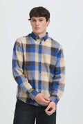 Tan and Blue Quartz Check Shirt Cody - Blend