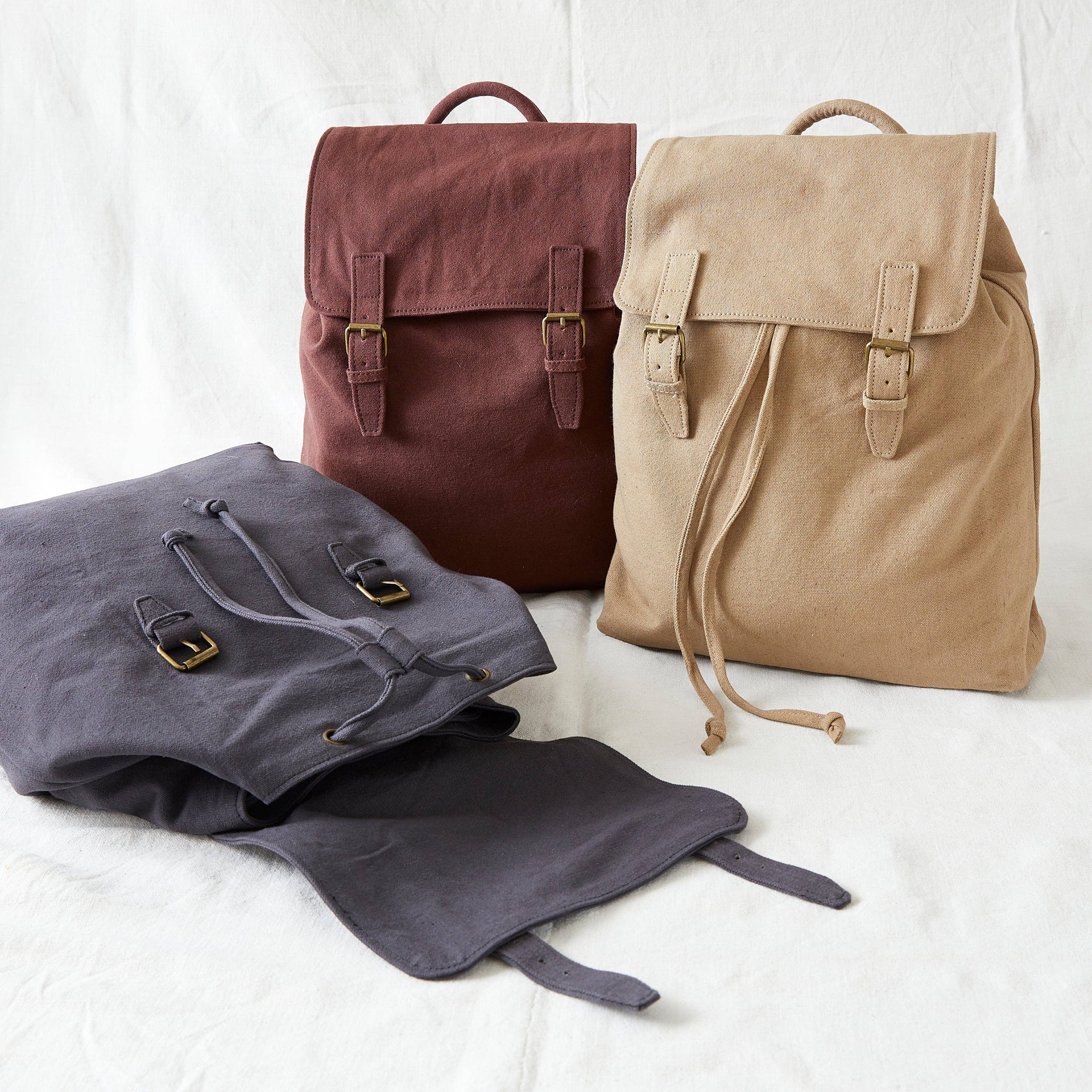 Handmade Vegan Canvas Backpack: Chilli Brown