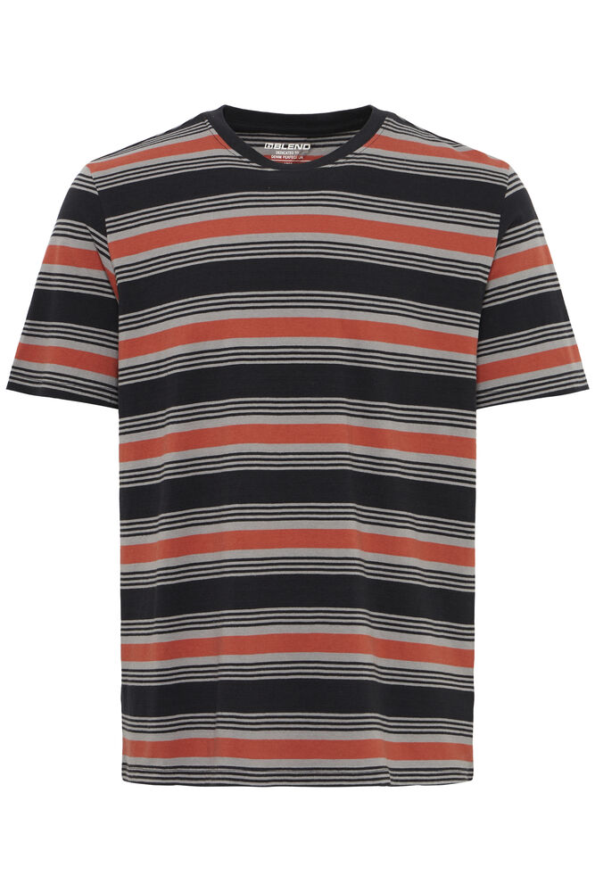 Black, Red and Grey Striped 90s Style Tshirt - Kalei | Blend