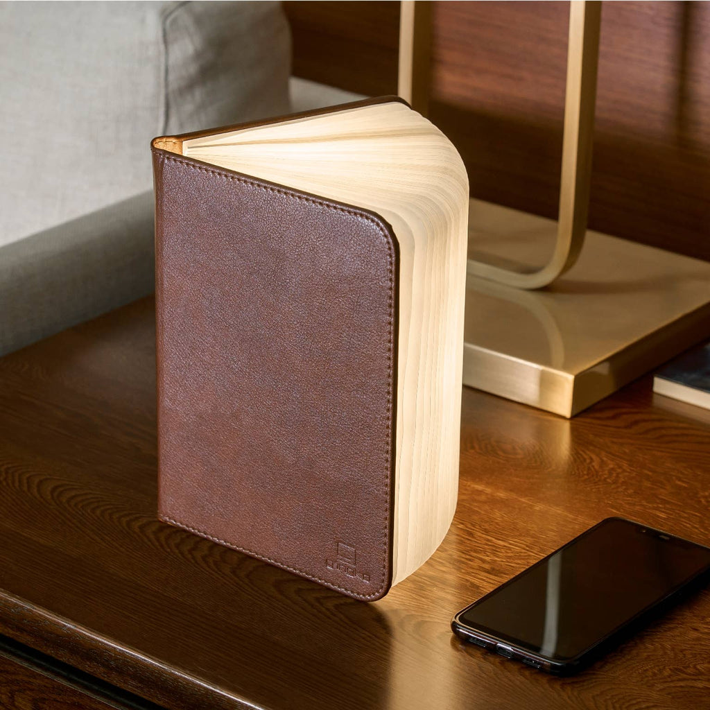 Bonded Leather Smart Book Light: Brown Leather / Large