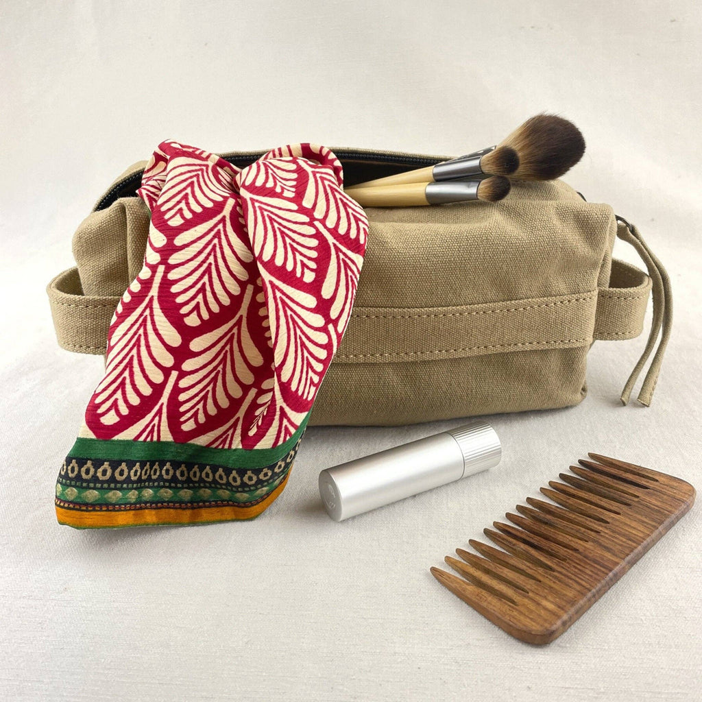 MITUL Unisex Canvas Washbag Shaving Pouch: Chilli Brown