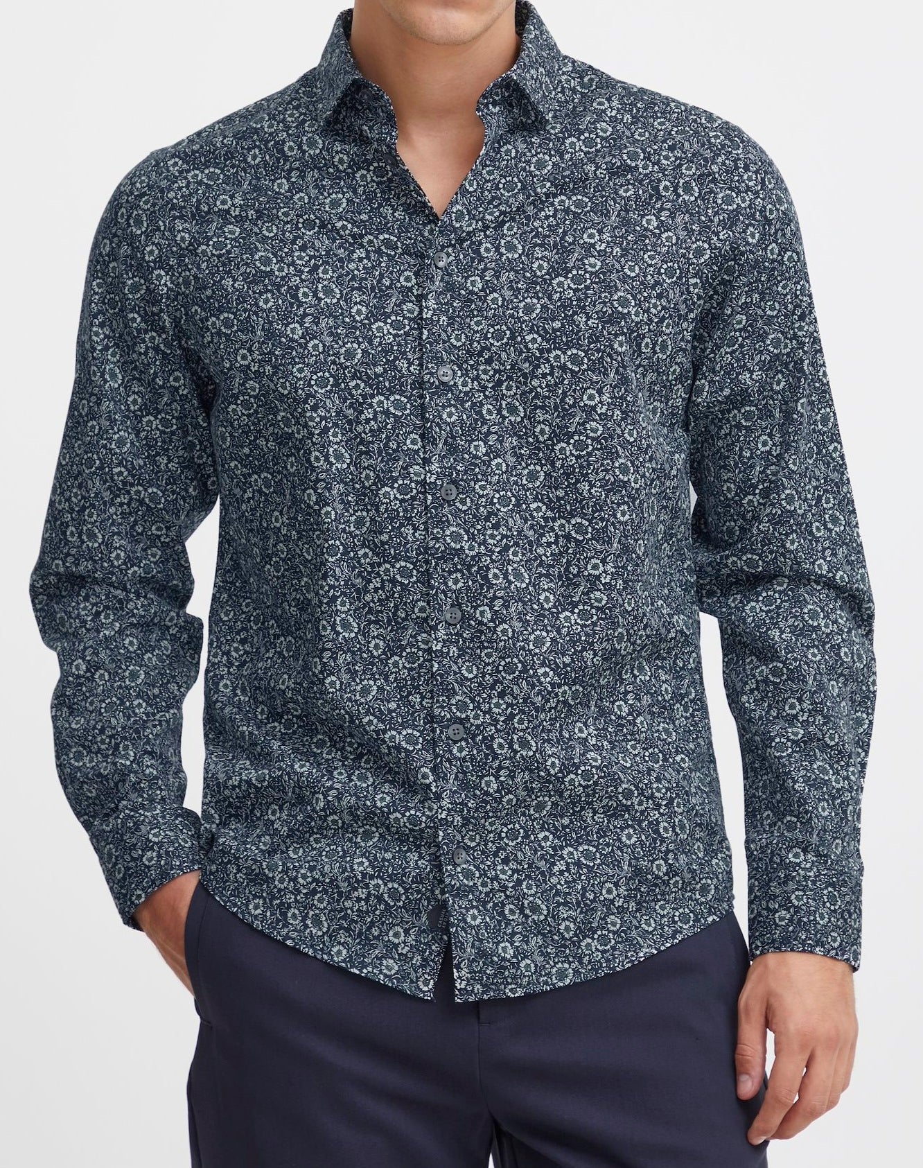 Dark Navy Flower Shirt - Anton | Casual Friday