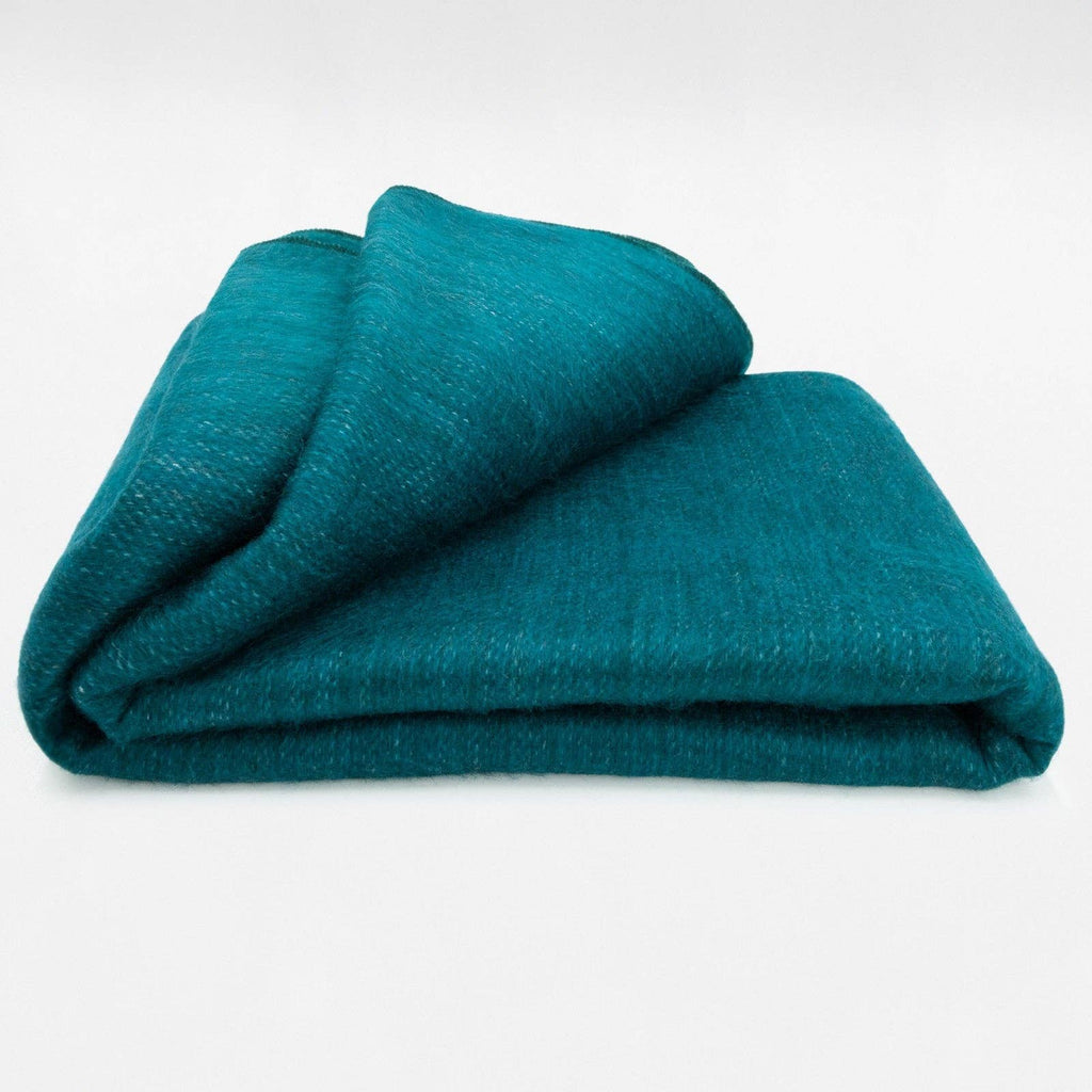 Panzaleo - Double Density Baby Alpaca Wool Throw Blanket / Sofa Cover - Queen 94 x 65 - Deep Teal