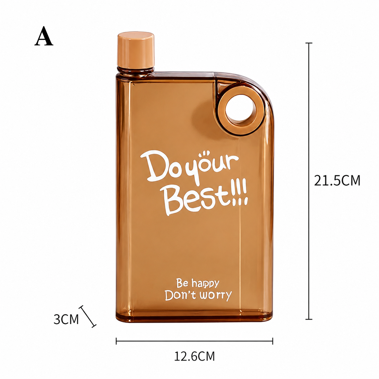 Flat Water Bottle | Portable Frosted Notebook Flask Clear Blue