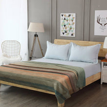 Load image into Gallery viewer, Molleturo – Baby Alpaca Wool Throw Blanket / Sofa Cover – Queen 95 x 69 in – Multicolor Striped in Moss, Clay, Teal, and Sand