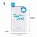 Flat Water Bottle | Portable Frosted Notebook Flask Clear Blue