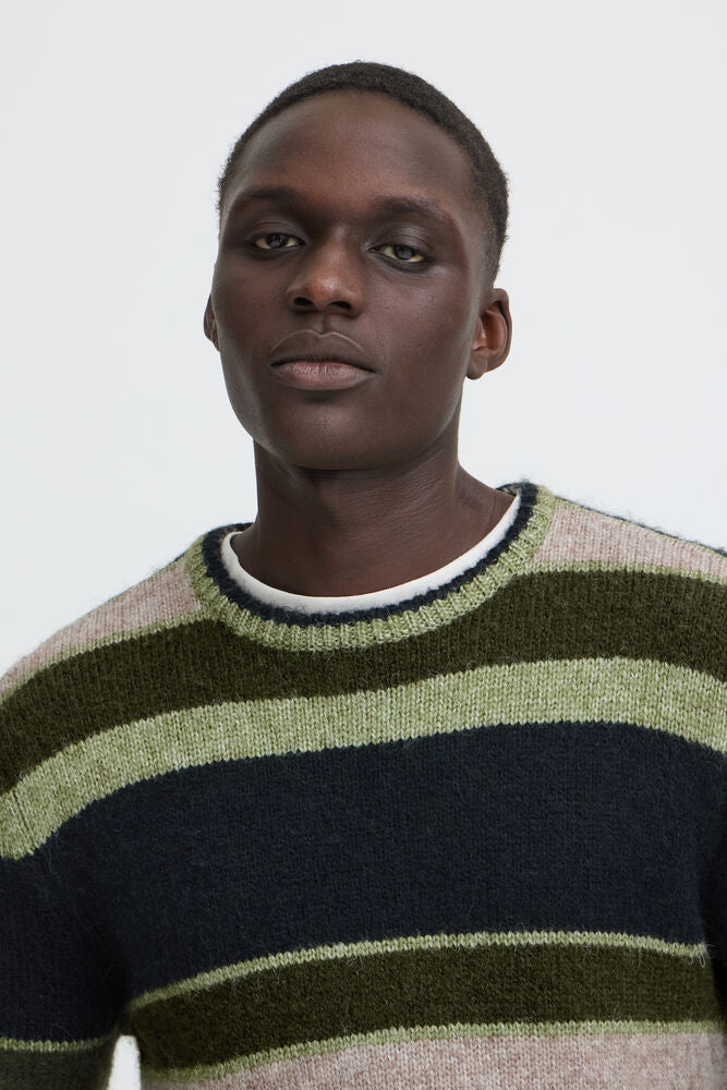 Navy & Green Stripe Jumper - Dannie | Blend