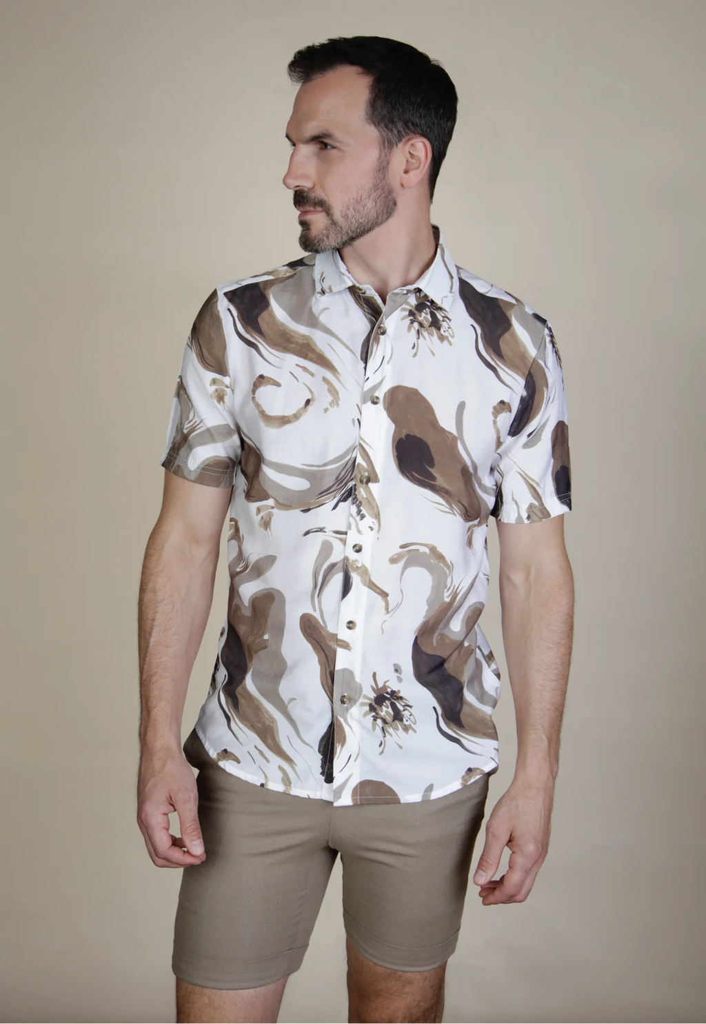 White & Brown Marbled Shirt - Lattitude | Mish Mash