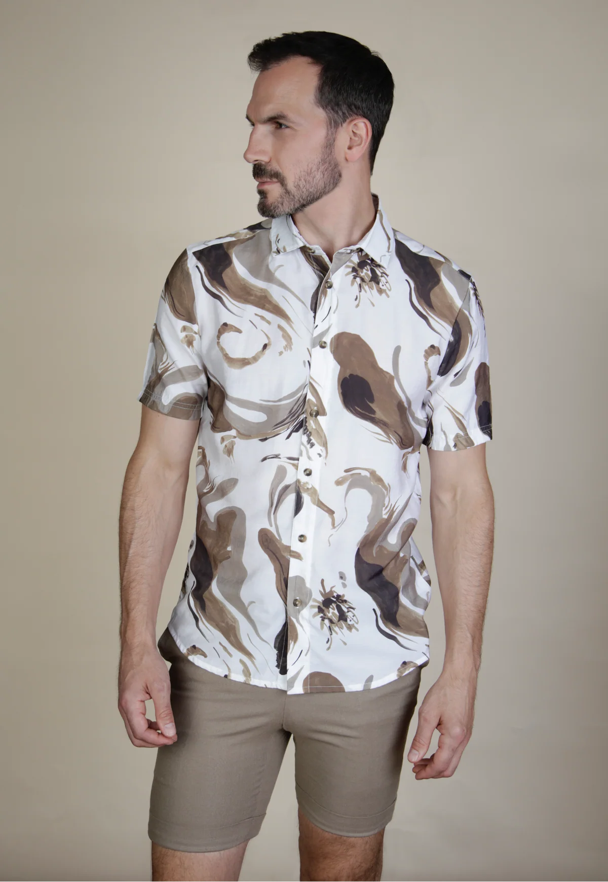 White & Brown Marbled Shirt - Lattitude | Mish Mash