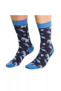 Navy Cotton Socks - Mixed Patterns | LLB