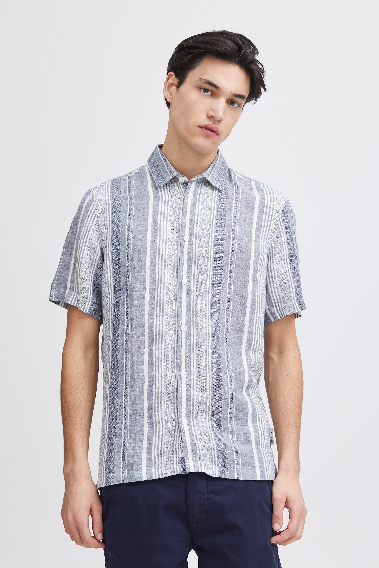 Grey Striped Linen Shirt - Anton | Casual Friday