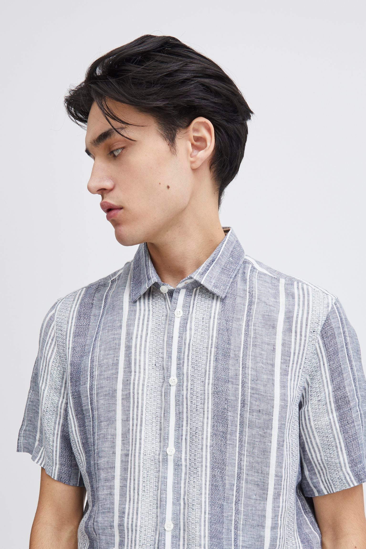 Grey Striped Linen Shirt - Anton | Casual Friday