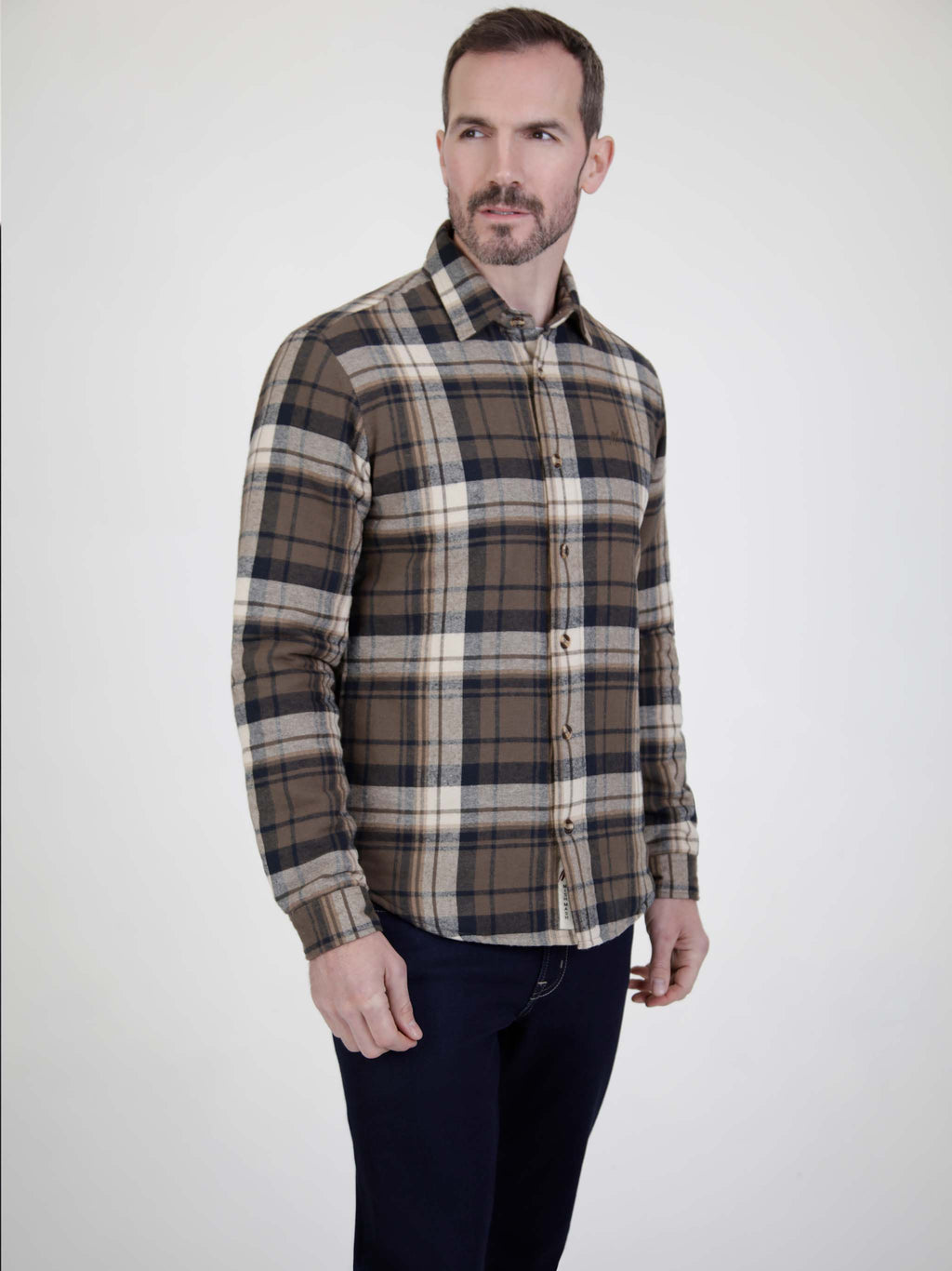 Mocca & White Quilted Overshirt - Nettle | Mish Mash