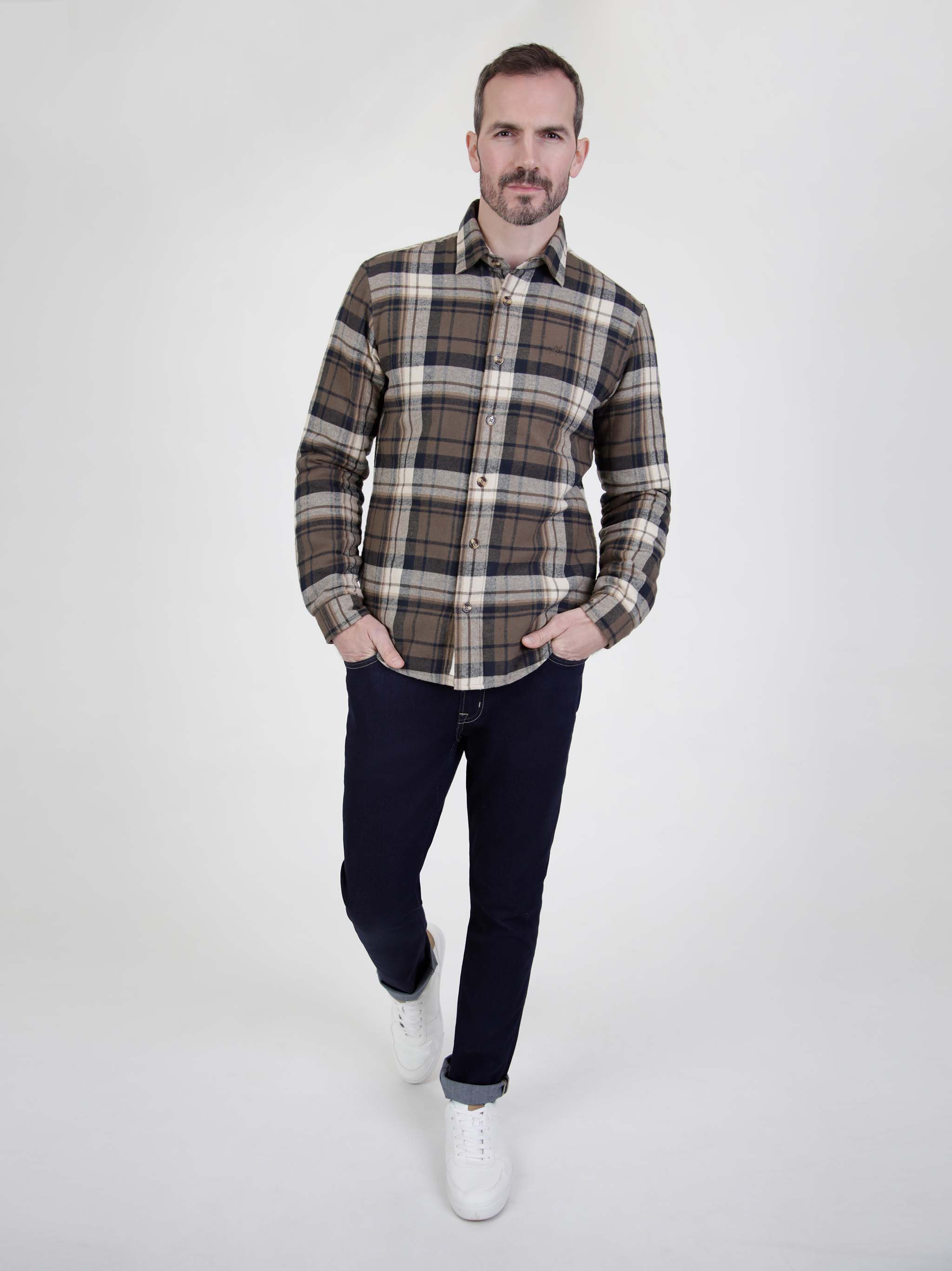 Mocca & White Quilted Overshirt - Nettle | Mish Mash