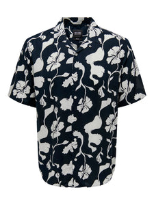 Navy Floral Viscose Shirt - Dash | Only & Sons