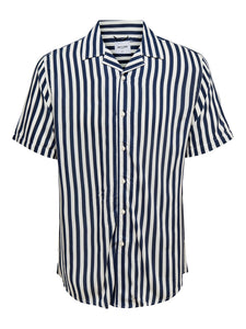 Dress Blues Striped Viscose Shirt - Wayne | Only & Sons