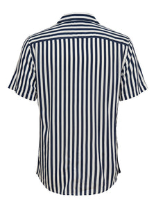 Dress Blues Striped Viscose Shirt - Wayne | Only & Sons