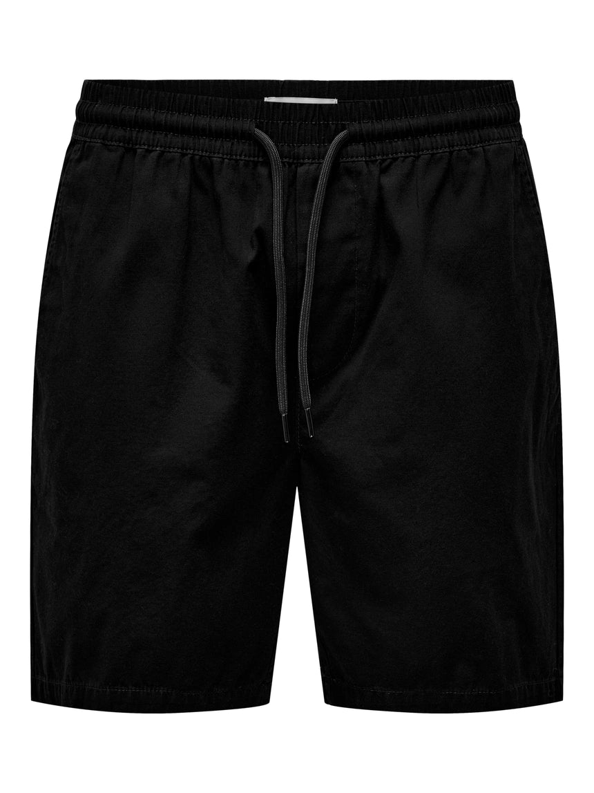 Black Cotton Shorts- Stel | Only & Sons