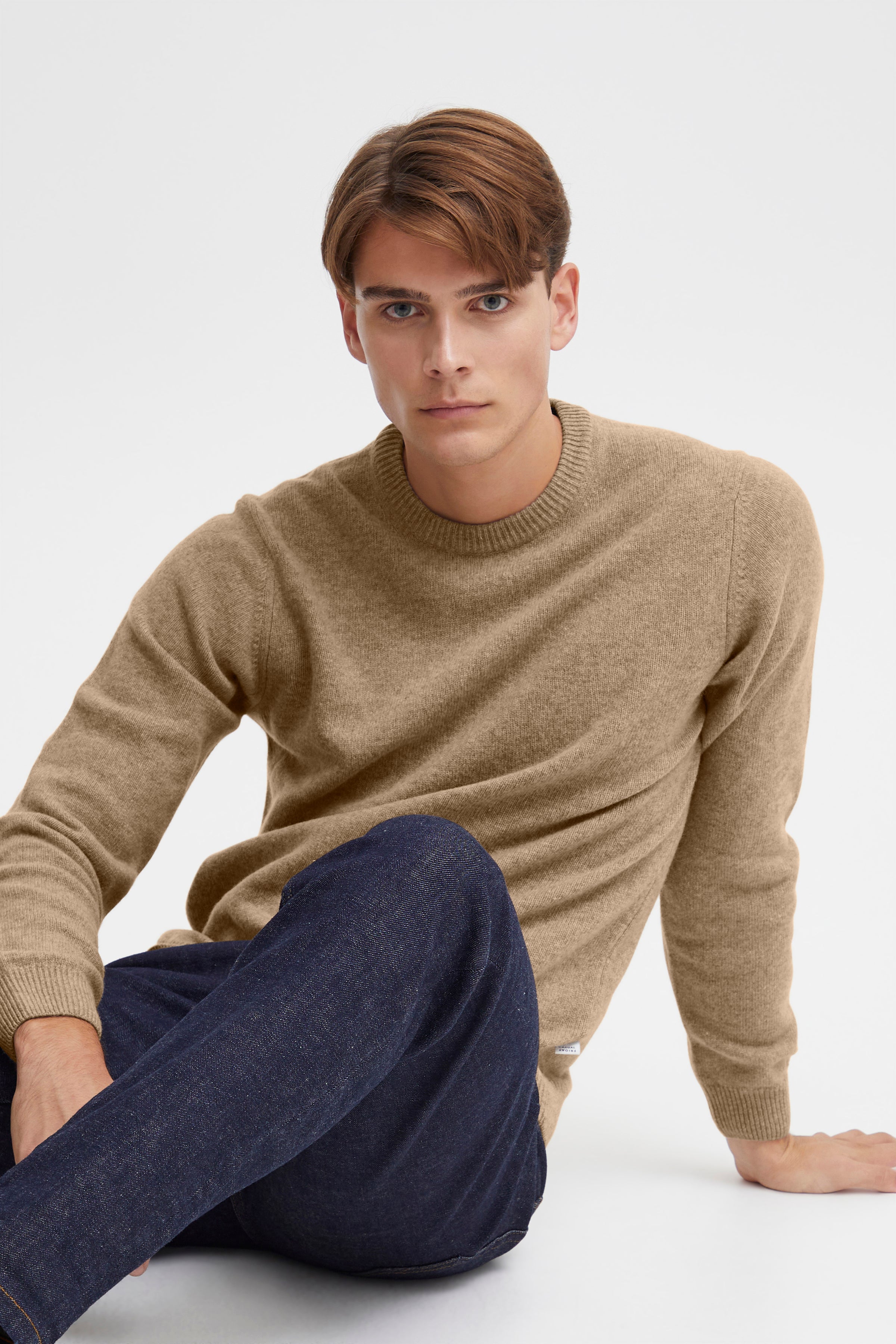 Oatmeal Italian Wool Jumper - Karl | Casual Friday