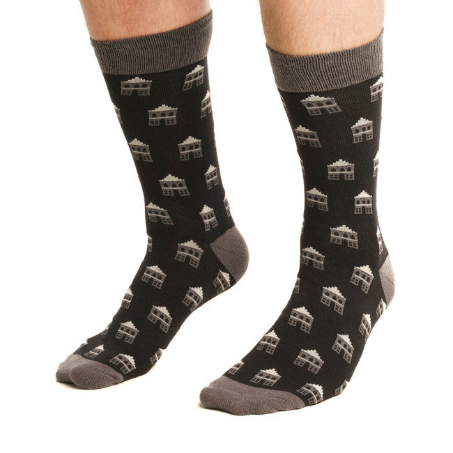 Black Patterned Cotton Socks - Monoglam | LLB