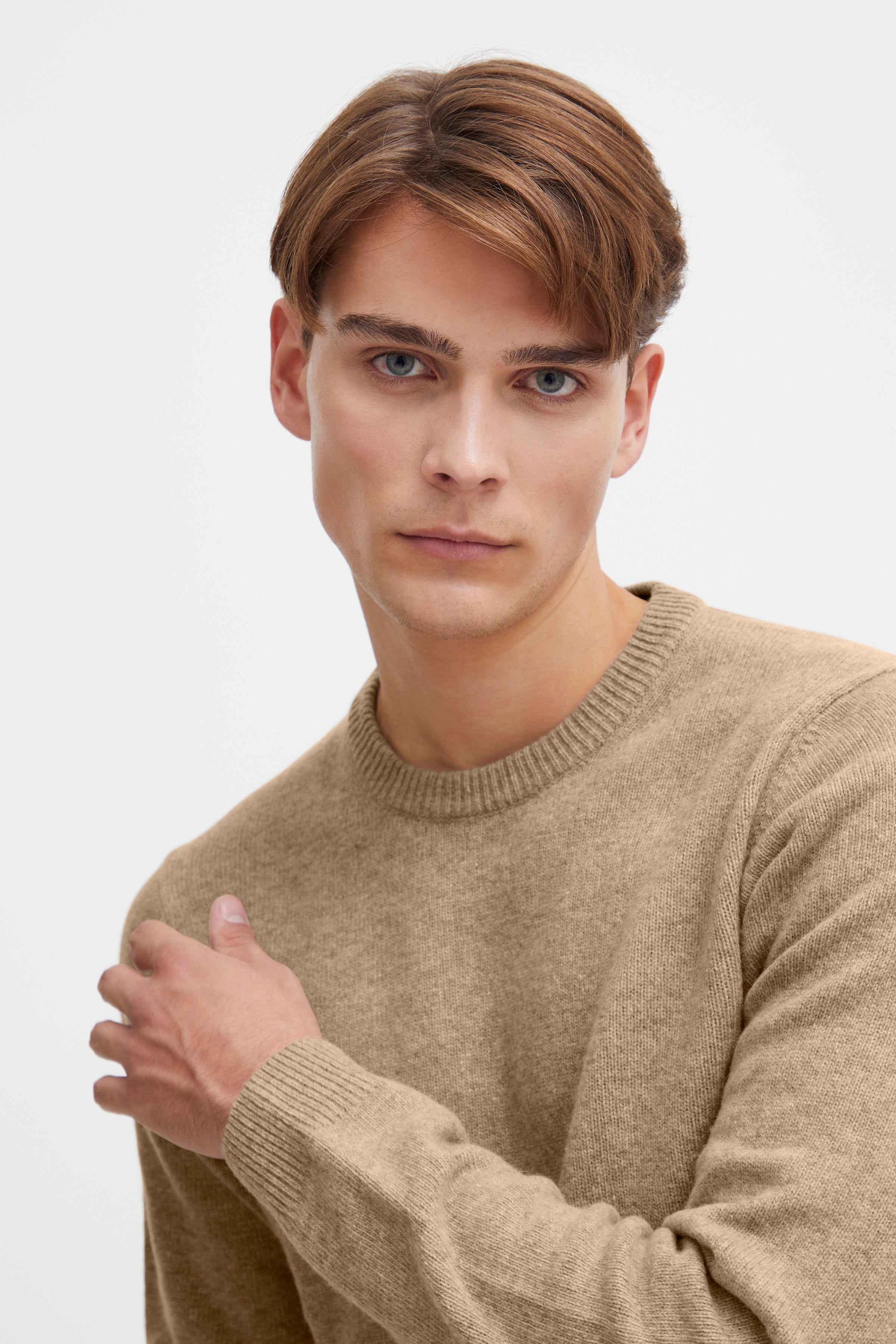 Oatmeal Italian Wool Jumper - Karl | Casual Friday