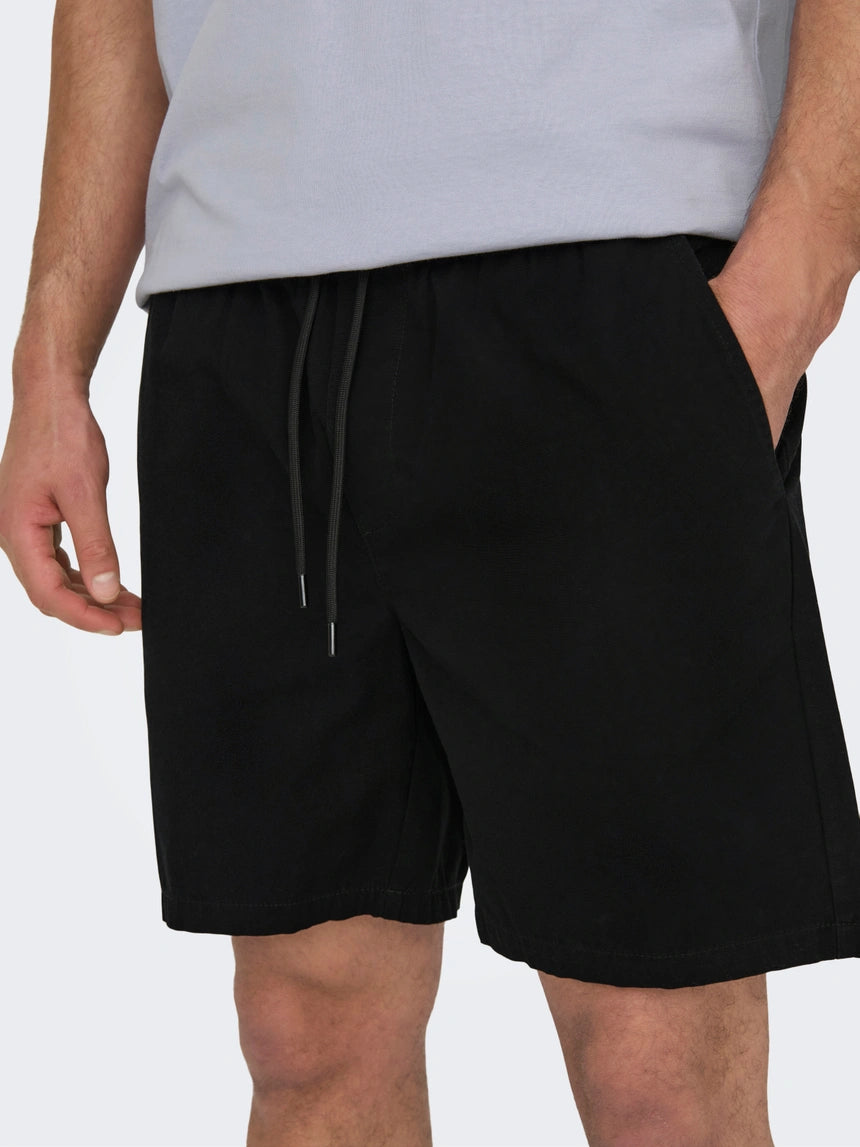Black Cotton Shorts- Stel | Only & Sons
