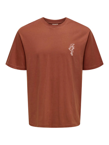 Rust Cotton T-Shirt - Fred | Only & Sons