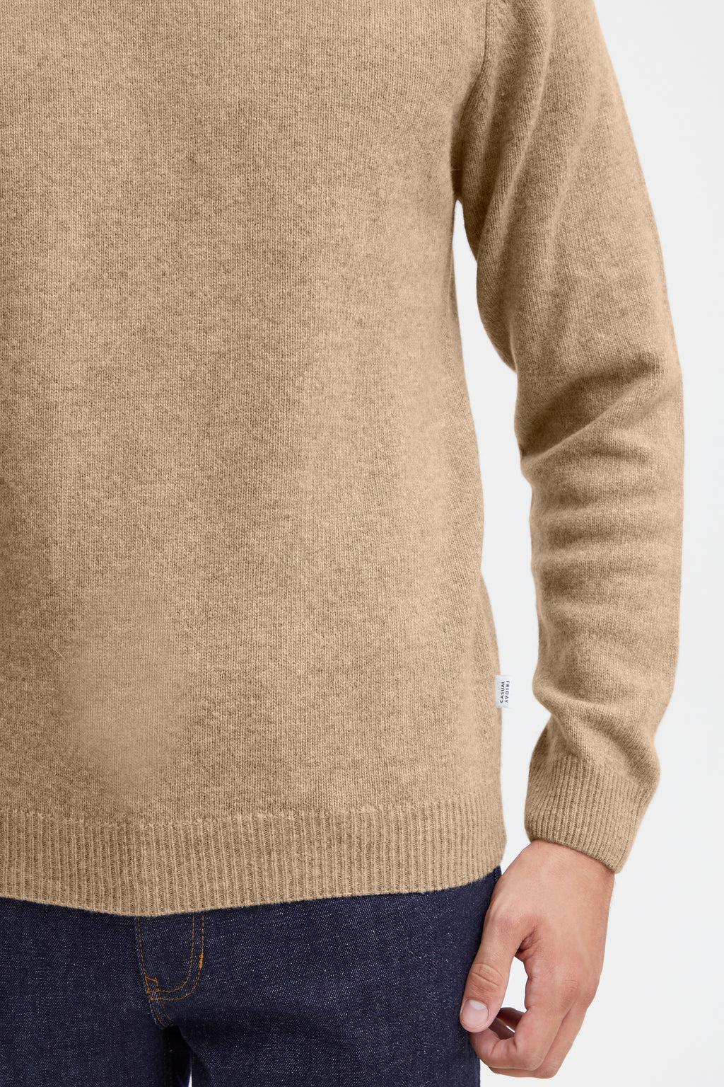 Oatmeal Italian Wool Jumper - Karl | Casual Friday