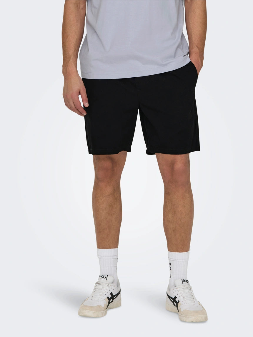 Black Cotton Shorts- Stel | Only & Sons