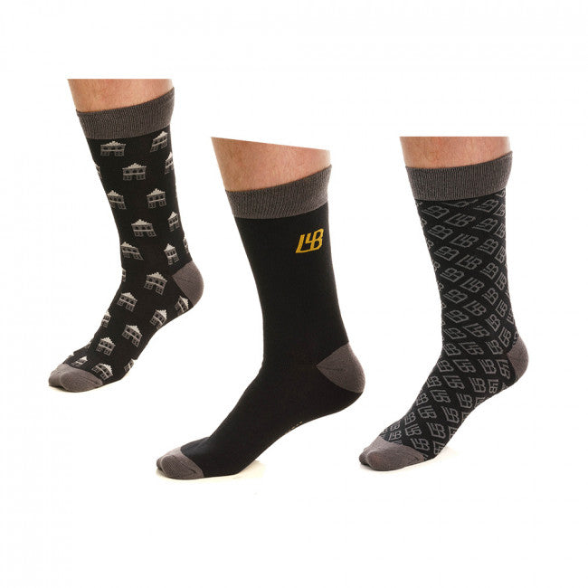 Black Patterned Cotton Socks - Monoglam | LLB