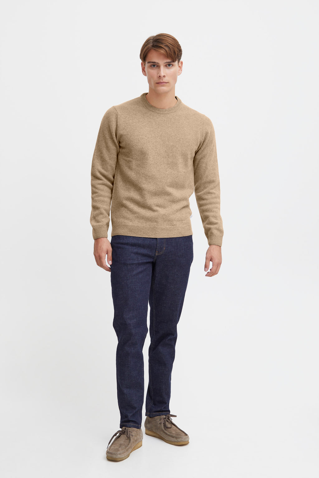 Oatmeal Italian Wool Jumper - Karl | Casual Friday