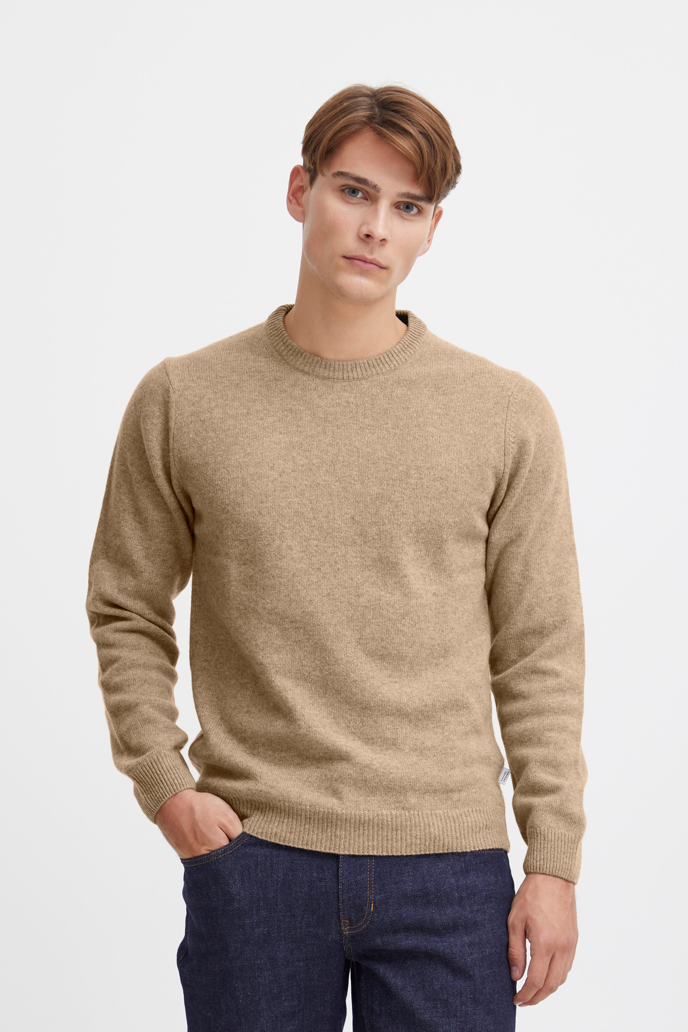 Oatmeal Italian Wool Jumper - Karl | Casual Friday