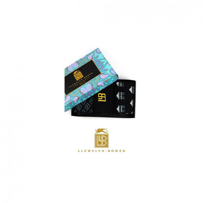 Black Patterned Cotton Socks - Monoglam | LLB