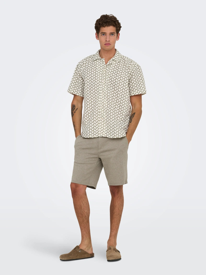 Tan Viscose Stretch Shorts - Fallen Rock Mark | Only & Sons