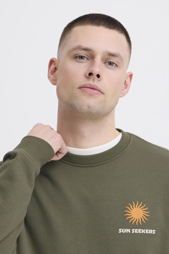 Dusty Olive Graphic Crew Sweater - Konsta | Blend