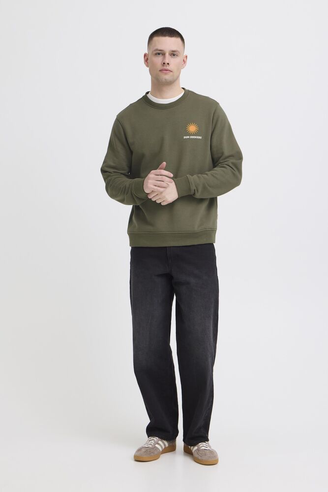 Dusty Olive Graphic Crew Sweater - Konsta | Blend