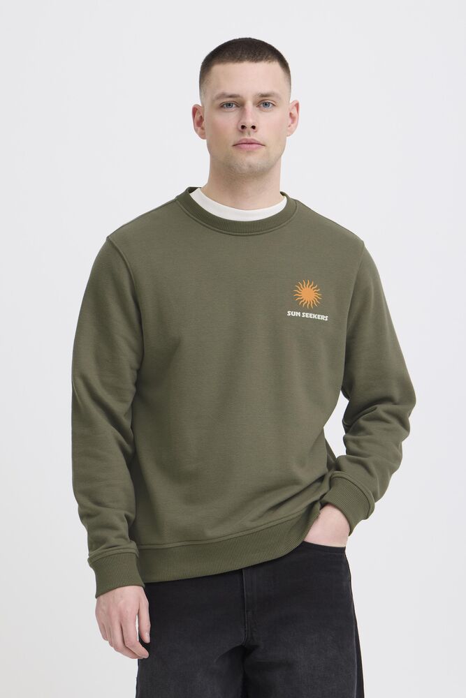 Dusty Olive Graphic Crew Sweater - Konsta | Blend