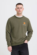 Dusty Olive Graphic Crew Sweater - Konsta | Blend