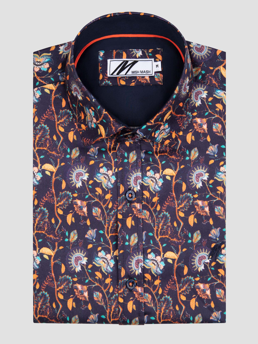 Navy & Orange Floral Shirt - Scorch | Mish Mash