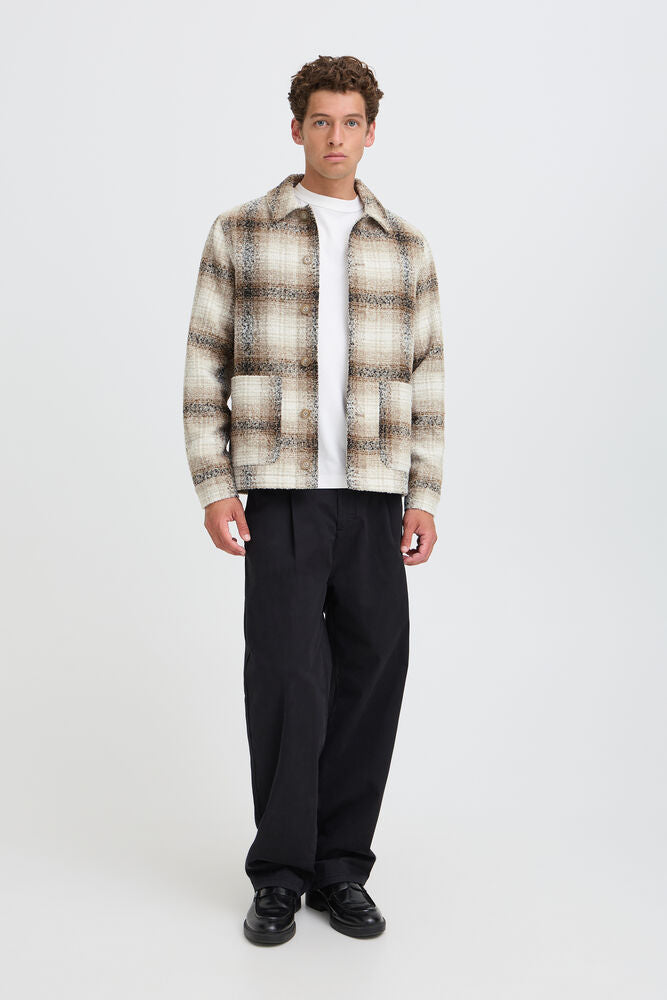 Giant Tan & Black Check Coat - Cesar | Casual Friday