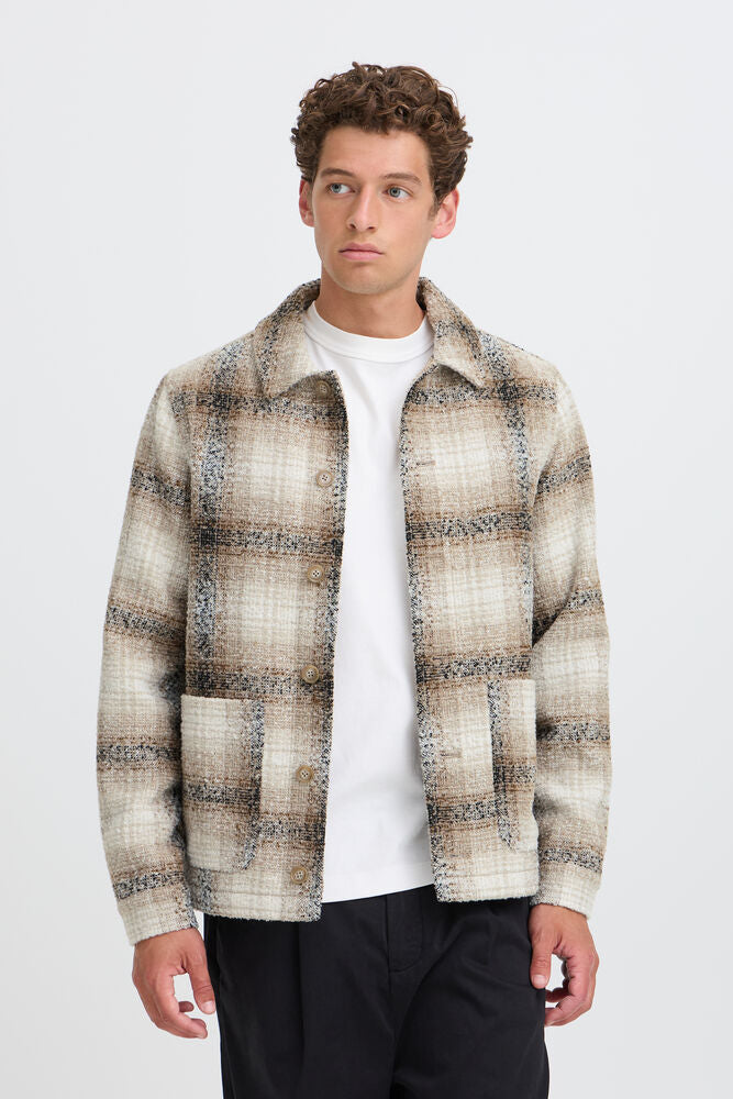 Giant Tan & Black Check Coat - Cesar | Casual Friday