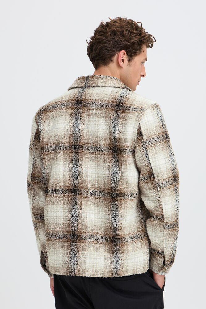 Giant Tan & Black Check Coat - Cesar | Casual Friday