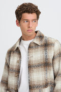 Giant Tan & Black Check Coat - Cesar | Casual Friday
