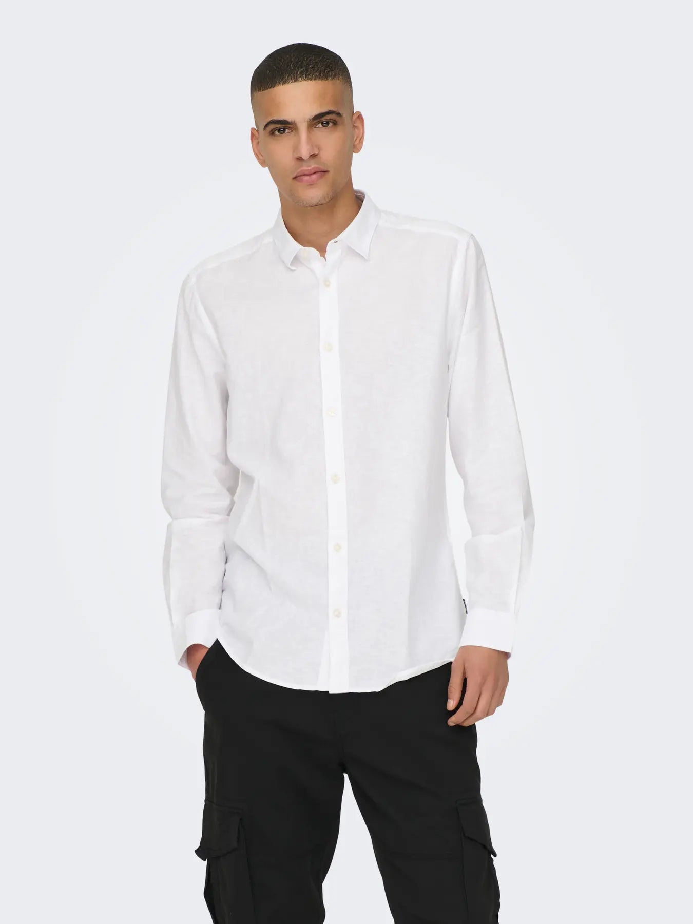 White Linen & Cotton Shirt Caiden | Only & Sons