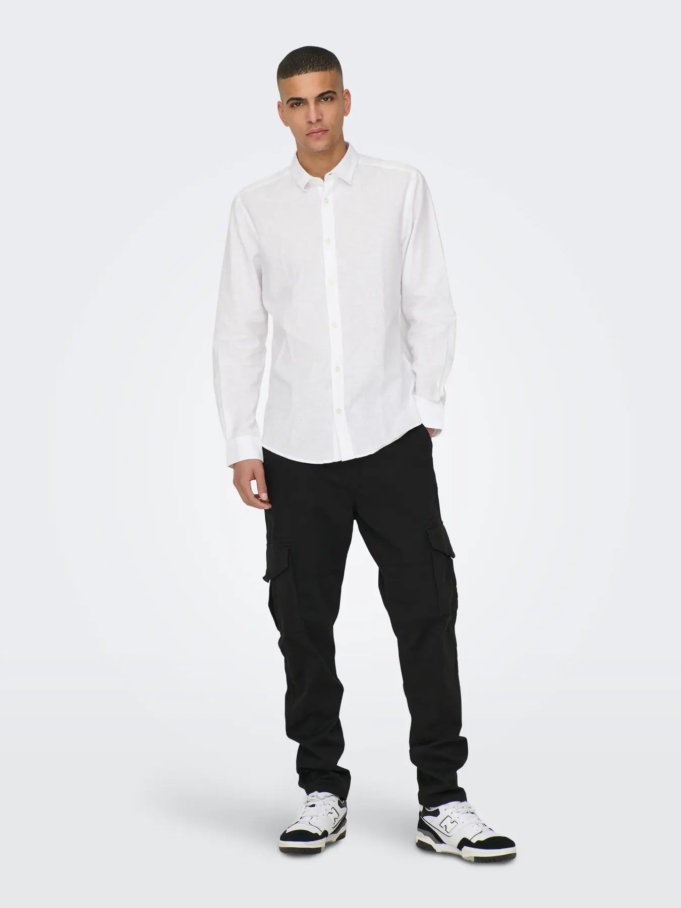 White Linen & Cotton Shirt Caiden | Only & Sons