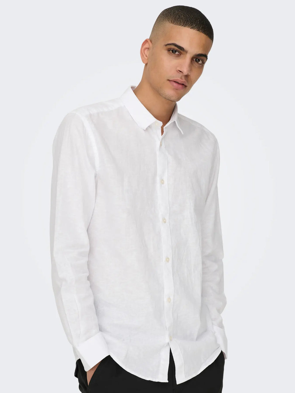White Linen & Cotton Shirt Caiden | Only & Sons