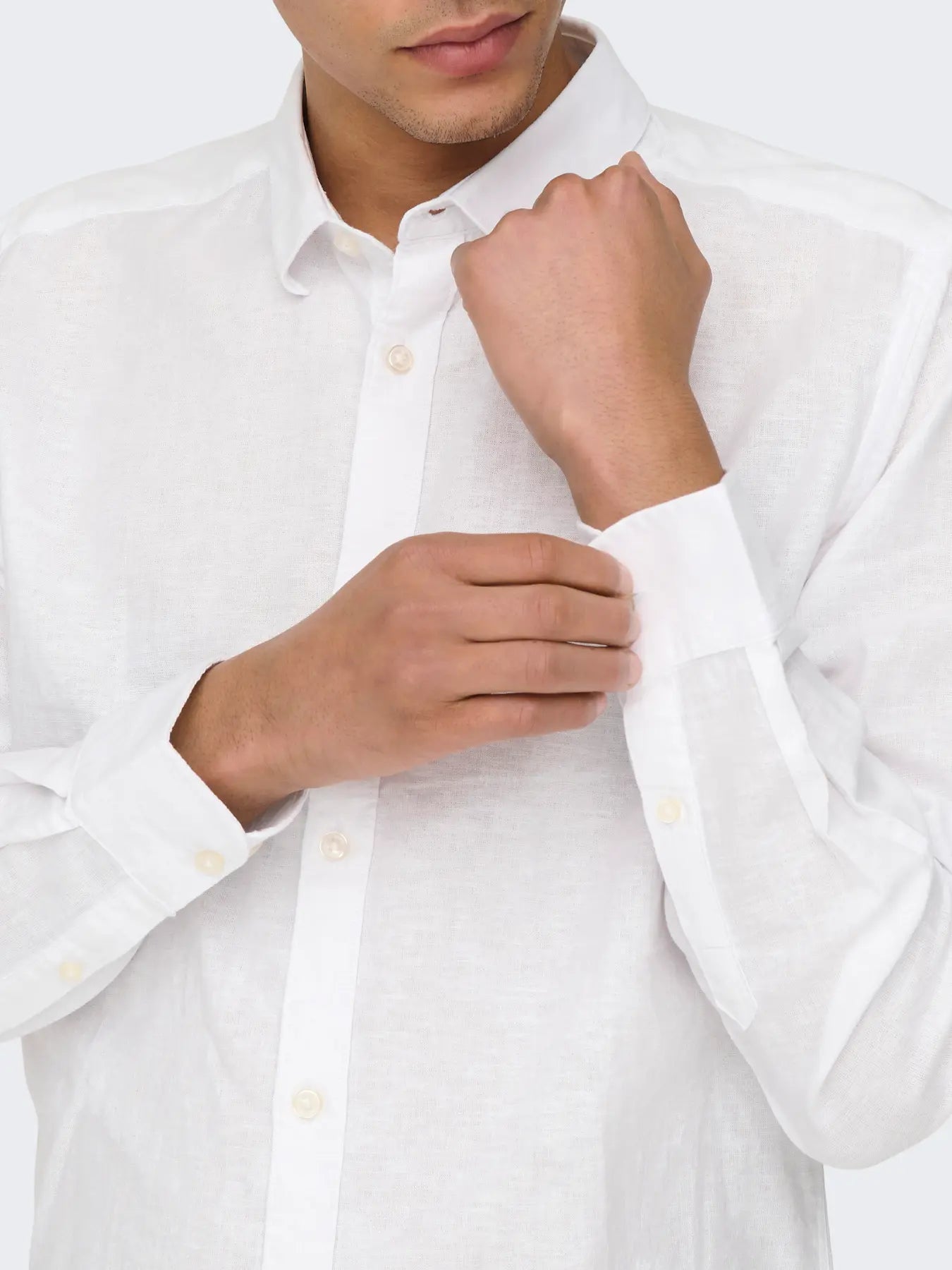 White Linen & Cotton Shirt Caiden | Only & Sons