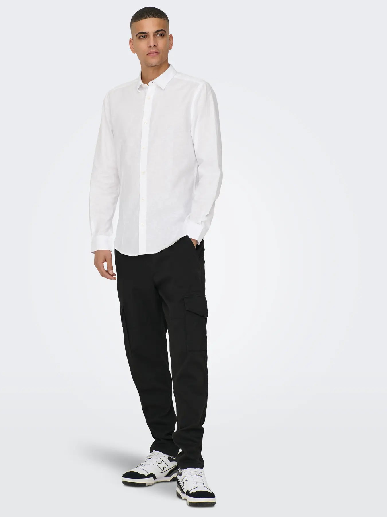 White Linen & Cotton Shirt Caiden | Only & Sons