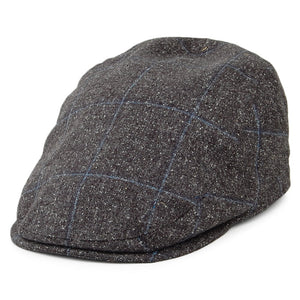 Charcoal & Blue Silk Mix Flat Cap - Sportscap | Failsworth