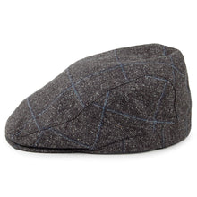 Load image into Gallery viewer, Charcoal &amp; Blue Silk Mix Flat Cap - Sportscap | Failsworth